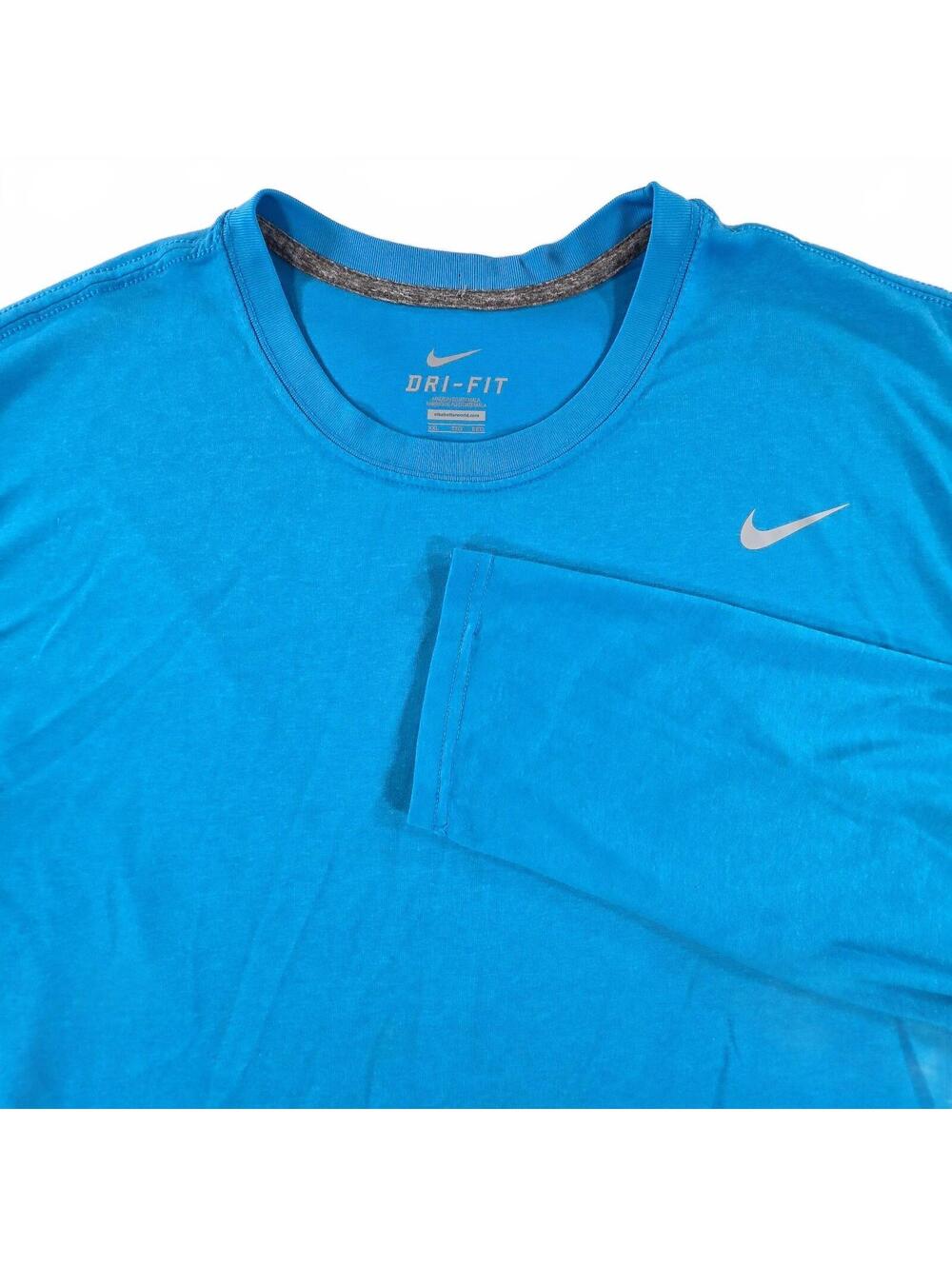 Nike Dri-Fit Men's XXL Blue Long Sleeve Athletic Shirt Moisture Wicking